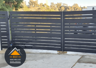 Privacy Metal Entry Gate, Modern Metal Gate. Pedestrian Metal Slat Gate. Point Loma, San Diego.