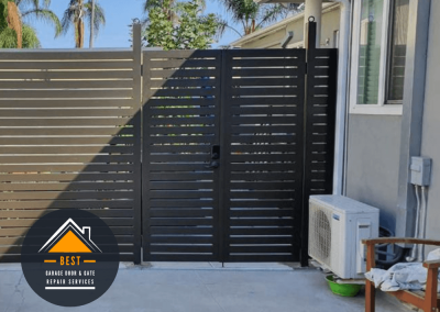 Privacy Metal Entry Gate, Modern Metal Gate. Pedestrian Metal Slat Gate. Point Loma, San Diego.