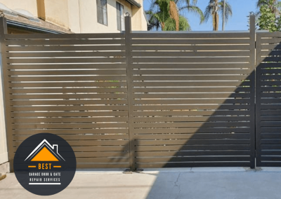 Privacy Metal Entry Gate, Modern Metal Gate. Pedestrian Metal Slat Gate. Point Loma, San Diego.