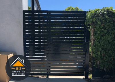 Privacy Metal Entry Gate, Modern Metal Gate. Pedestrian Metal Slat Gate. Point Loma, San Diego.