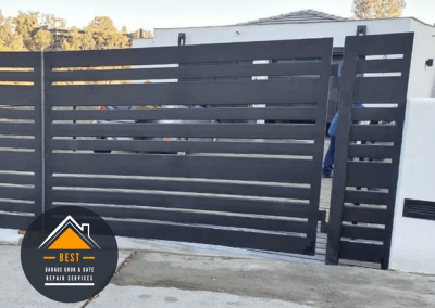 Privacy Metal Entry Gate, Modern Metal Gate. Pedestrian Metal Slat Gate. Point Loma, San Diego.